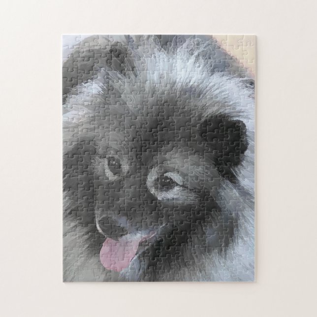 Keeshond Bailey Painting - Cute Original Hund Art Pussel (Vertikal)