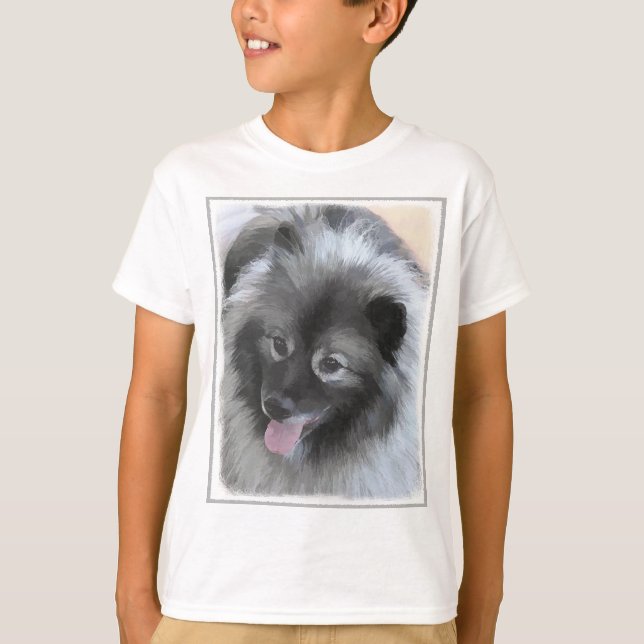 Keeshond Bailey Painting - Cute Original Hund Art T Shirt (Framsida)