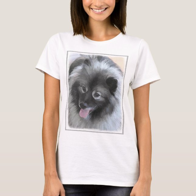 Keeshond Bailey Painting - Cute Original Hund Art Tee (Framsida)