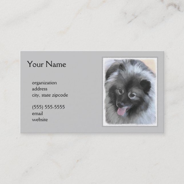 Keeshond Bailey Painting - Cute Original Hund Art Visitkort (Framsida)