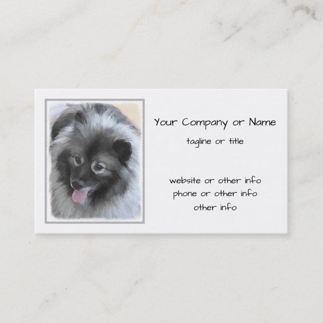 Keeshond Bailey Painting - Cute Original Hund Art Visitkort (Framsida)