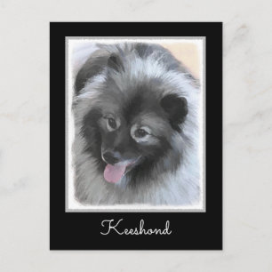Keeshond Bailey Painting - Cute Original Hund Art Vykort