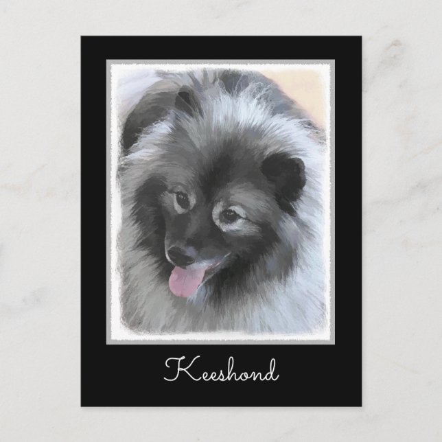 Keeshond Bailey Painting - Cute Original Hund Art Vykort (Framsida)