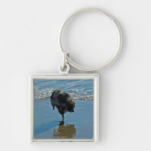 Keeshond Ballet Photograph - Cute Original Hund Ar Fyrkantig Silverfärgad Nyckelring