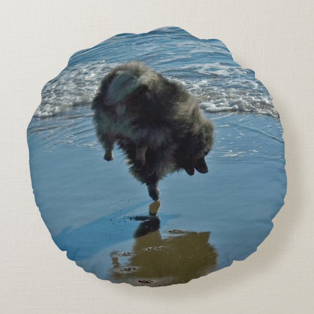 Keeshond Ballet Photograph - Cute Original Hund Ar Rund Kudde (Baksidan)