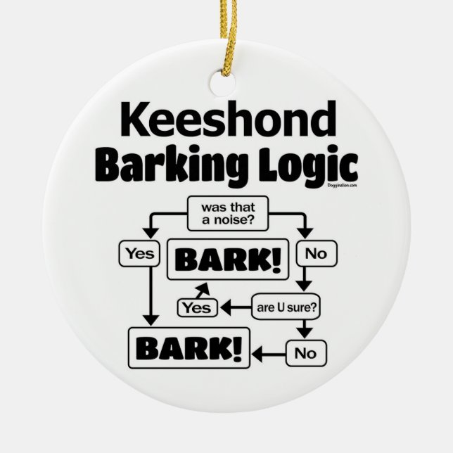 Keeshond Barking Logic Julgransprydnad Keramik (Framsidan)