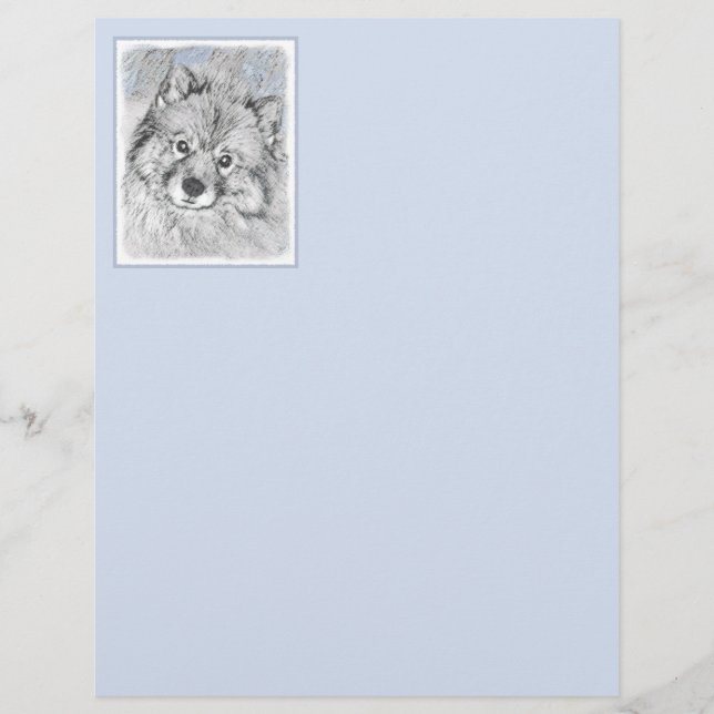 Keeshond Beth-målning - Cute Original Hund Art (Framsida)