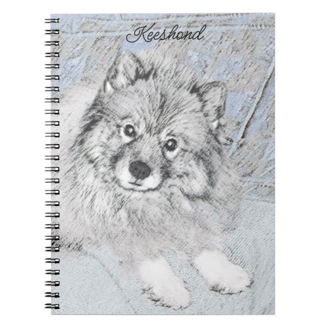 Keeshond Beth-målning - Cute Original Hund Art Anteckningsbok (Framsidan)