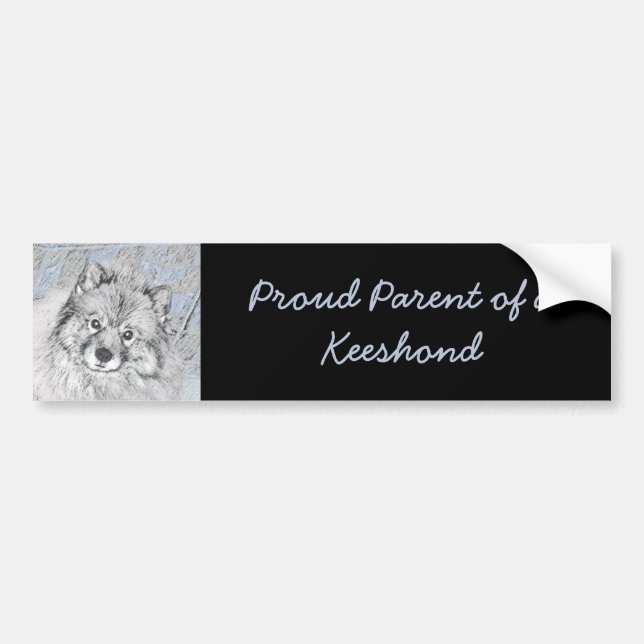 Keeshond Beth-målning - Cute Original Hund Art Bildekal (Framsidan)