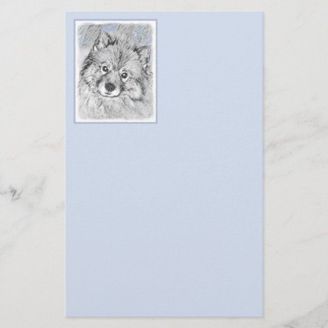 Keeshond Beth-målning - Cute Original Hund Art Brevpapper (Framsida)