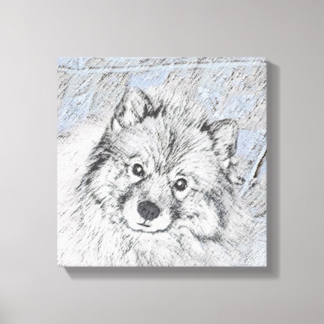 Keeshond Beth-målning - Cute Original Hund Art Canvastryck (Framsida)