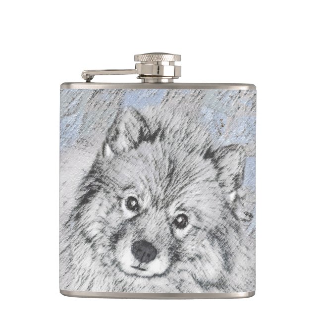 Keeshond Beth-målning - Cute Original Hund Art Fickplunta (Framsidan)