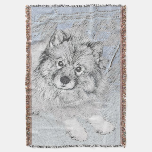 Keeshond Beth-målning - Cute Original Hund Art Filt (Framsidan Vertikal)