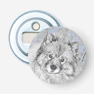 Keeshond Beth-målning - Cute Original Hund Art Flasköppnare