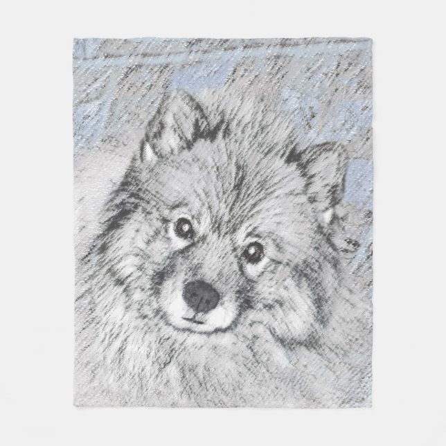 Keeshond Beth-målning - Cute Original Hund Art Fleecefilt (Framsidan)