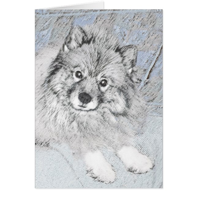Keeshond Beth-målning - Cute Original Hund Art Hälsningskort (Framsidan)