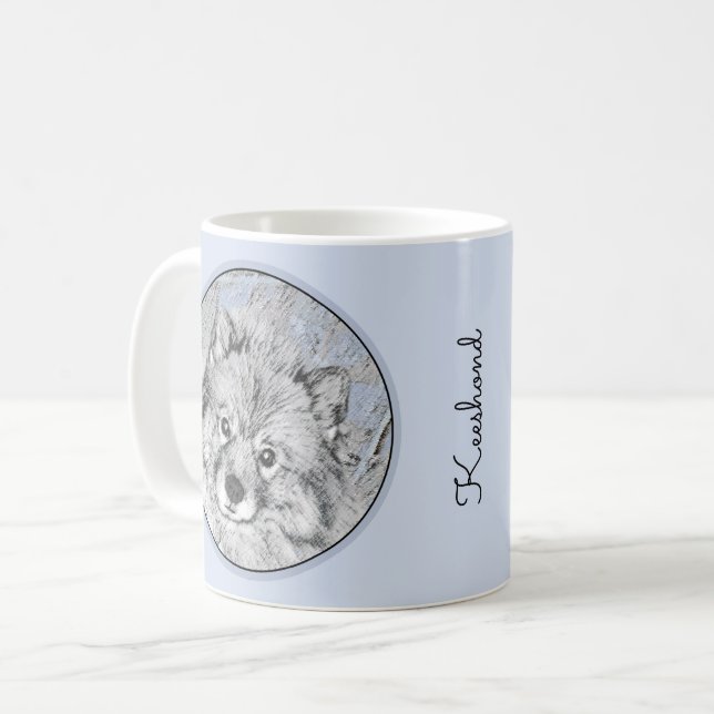 Keeshond Beth-målning - Cute Original Hund Art Kaffemugg (Framsida vänster)