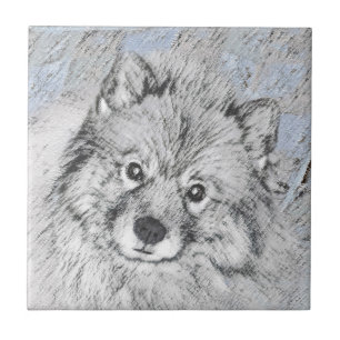 Keeshond Beth-målning - Cute Original Hund Art Kakelplatta