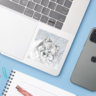 Keeshond Beth-målning - Cute Original Hund Art Klistermärken