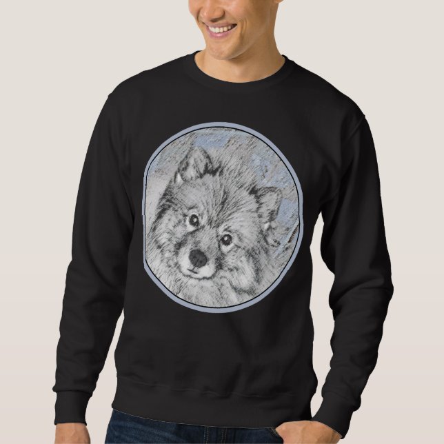 Keeshond Beth-målning - Cute Original Hund Art Lång Ärmad Tröja (Framsida)