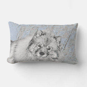Keeshond Beth-målning - Cute Original Hund Art Lumbarkudde