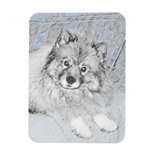 Keeshond Beth-målning - Cute Original Hund Art Magnet