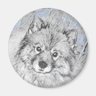 Keeshond Beth-målning - Cute Original Hund Art Magnet