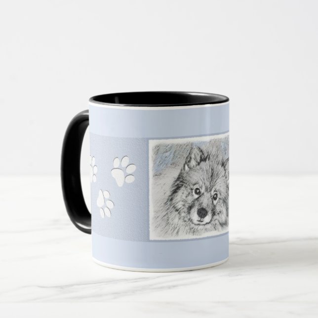 Keeshond Beth-målning - Cute Original Hund Art Mugg (Framsida vänster)