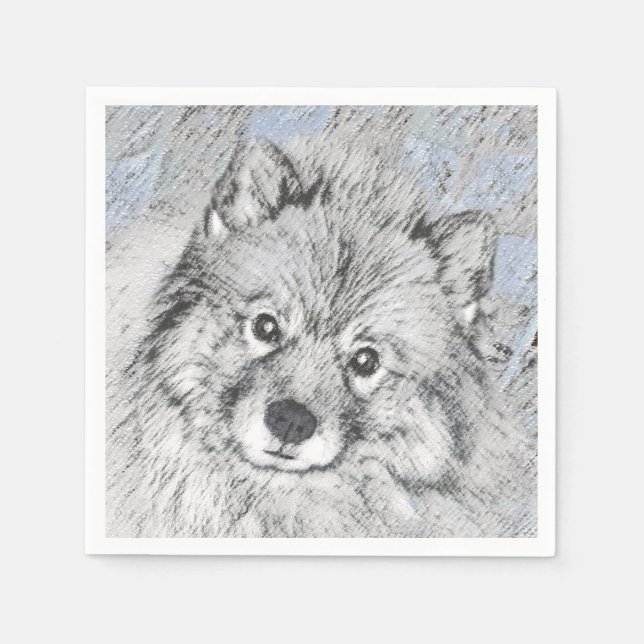 Keeshond Beth-målning - Cute Original Hund Art Pappersservett (Framsidan)
