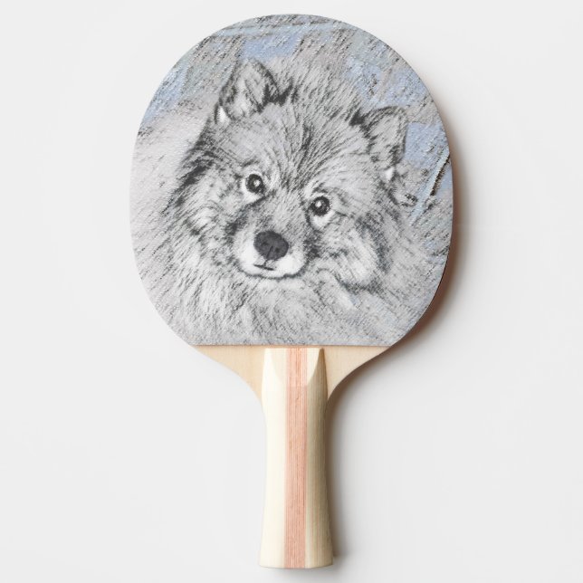 Keeshond Beth-målning - Cute Original Hund Art Pingisracket (Framsidan)