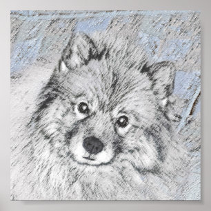 Keeshond Beth-målning - Cute Original Hund Art Poster