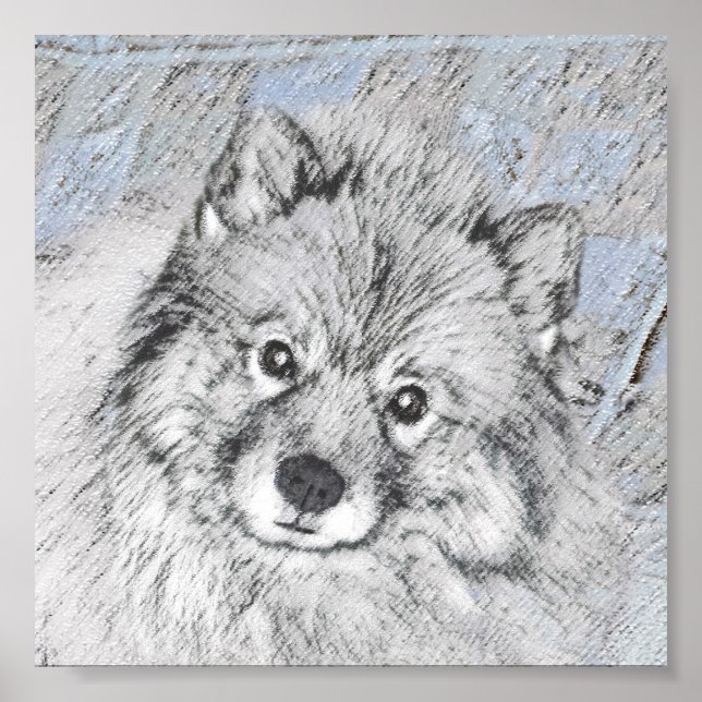 Keeshond Beth-målning - Cute Original Hund Art Poster (Framsidan)