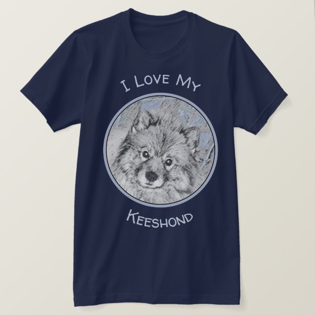 Keeshond Beth-målning - Cute Original Hund Art T Shirt (Design framsida)