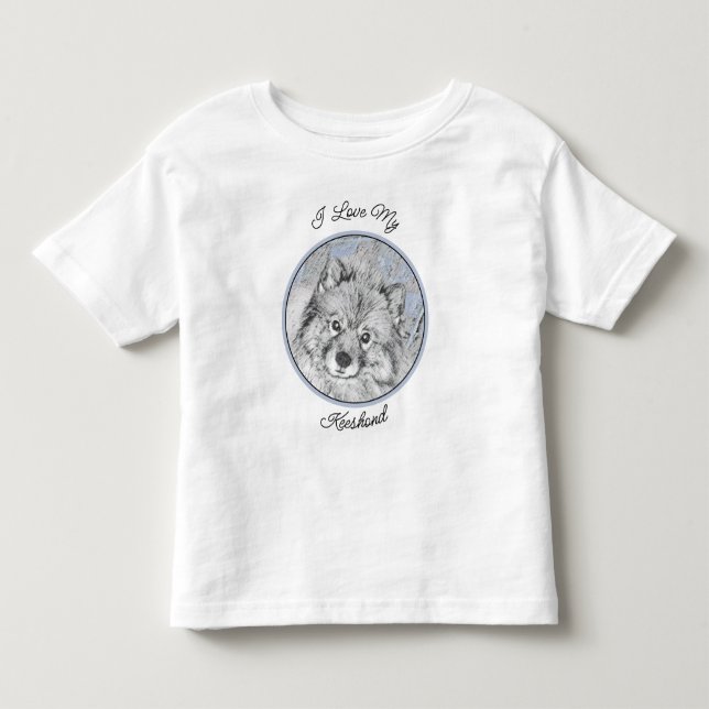 Keeshond Beth-målning - Cute Original Hund Art T Shirt (Framsida)