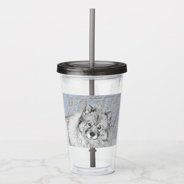 Keeshond Beth-målning - Cute Original Hund Art Take Away Mugg (Framsida)