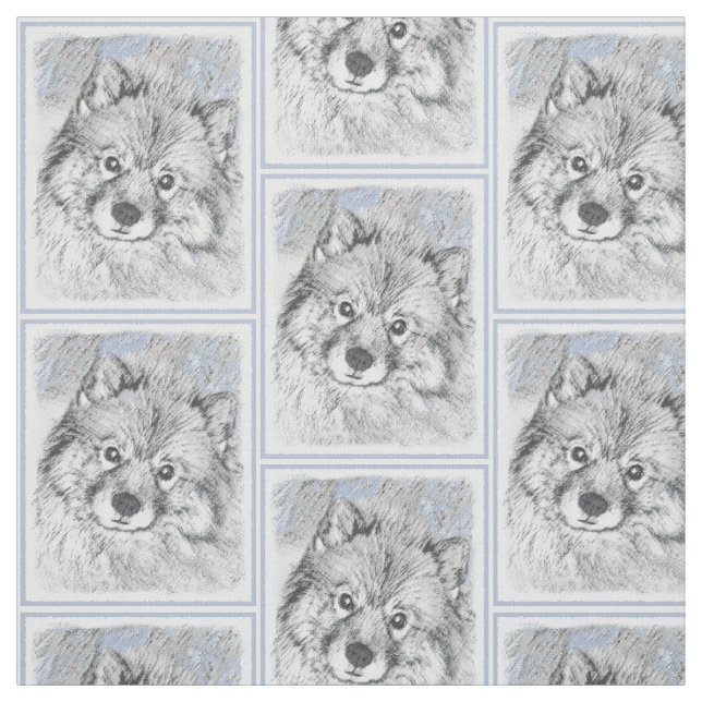 Keeshond Beth-målning - Cute Original Hund Art Tyg (Provkarta)