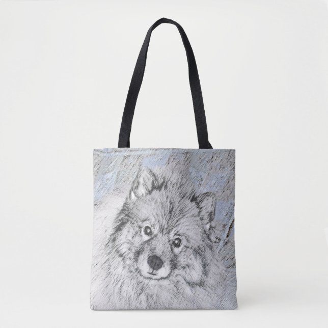 Keeshond Beth-målning - Cute Original Hund Art Tygkasse (Framsida)