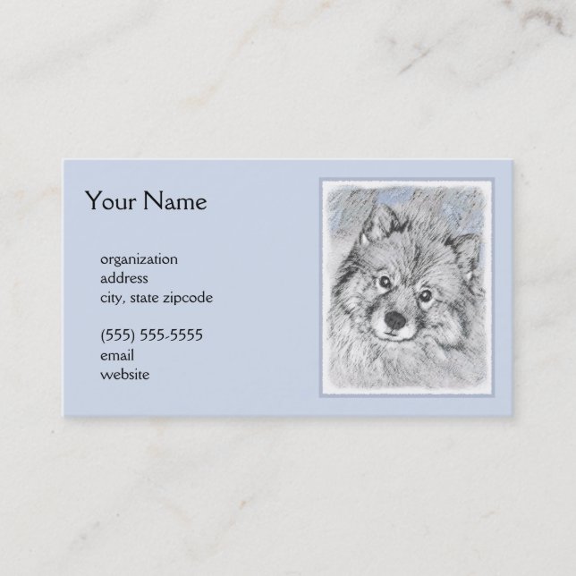 Keeshond Beth-målning - Cute Original Hund Art Visitkort (Framsida)