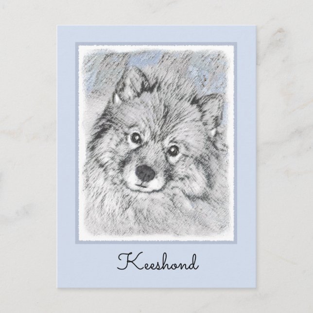Keeshond Beth-målning - Cute Original Hund Art Vykort (Framsida)