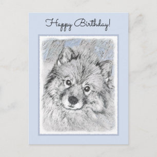 Keeshond Beth-målning - Cute Original Hund Art Vykort