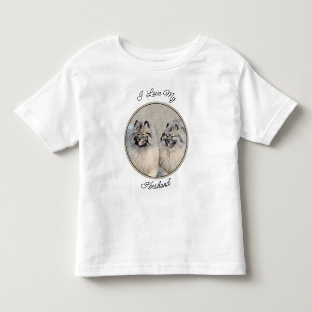 Keeshond Bröder Målning - Original Hund Konst T Shirt (Framsida)