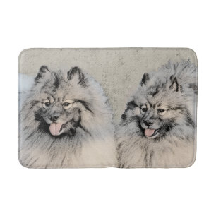 Keeshond Brothers Painting - Original Hund Art Badrumsmatta