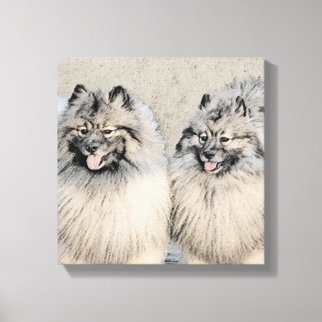 Keeshond Brothers Painting - Original Hund Art Canvastryck (Framsida)