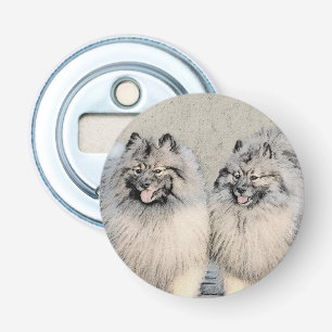 Keeshond Brothers Painting - Original Hund Art Flasköppnare