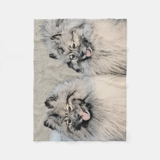 Keeshond Brothers Painting - Original Hund Art Fleecefilt (Framsidan)