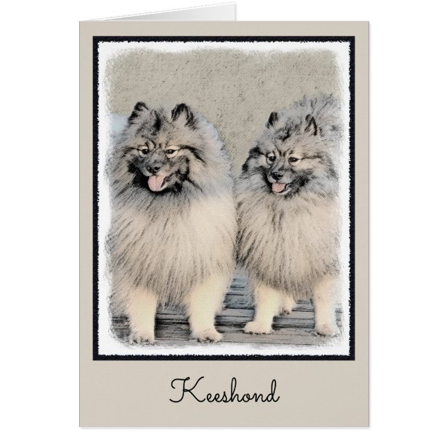 Keeshond Brothers Painting - Original Hund Art Hälsningskort (Framsidan)