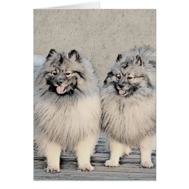 Keeshond Brothers Painting - Original Hund Art Hälsningskort (Framsidan)