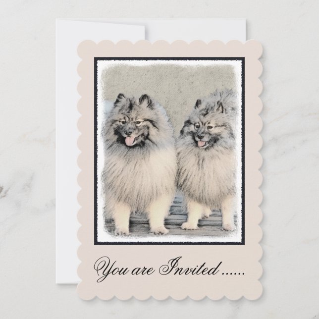 Keeshond Brothers Painting - Original Hund Art Inbjudningar (Framsida)