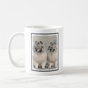 Keeshond Brothers Painting - Original Hund Art Kaffemugg
