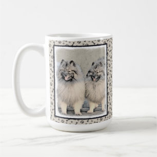 Keeshond Brothers Painting - Original Hund Art Kaffemugg